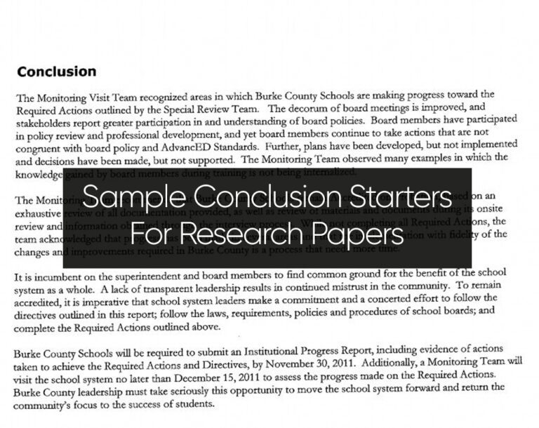 conclusion sentence starters for research papers