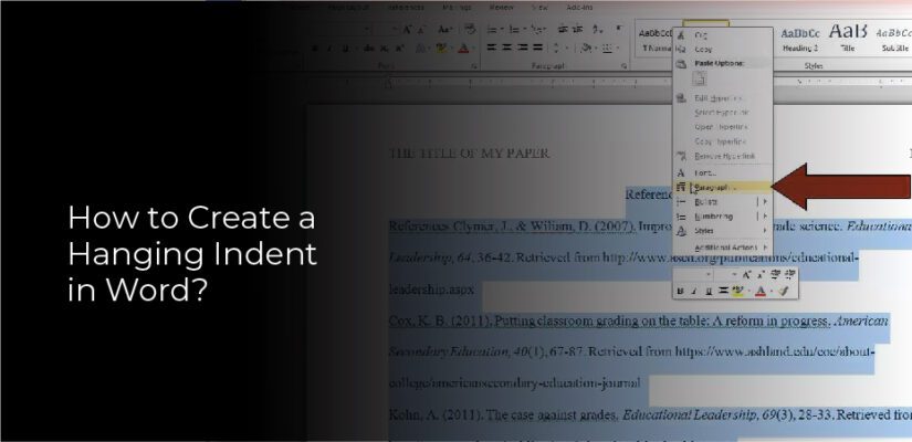How to create a hanging indent in word 